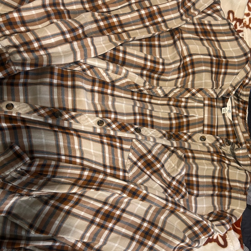 Terra & Sky Plaid Button Down Shirt - Brown and Cream